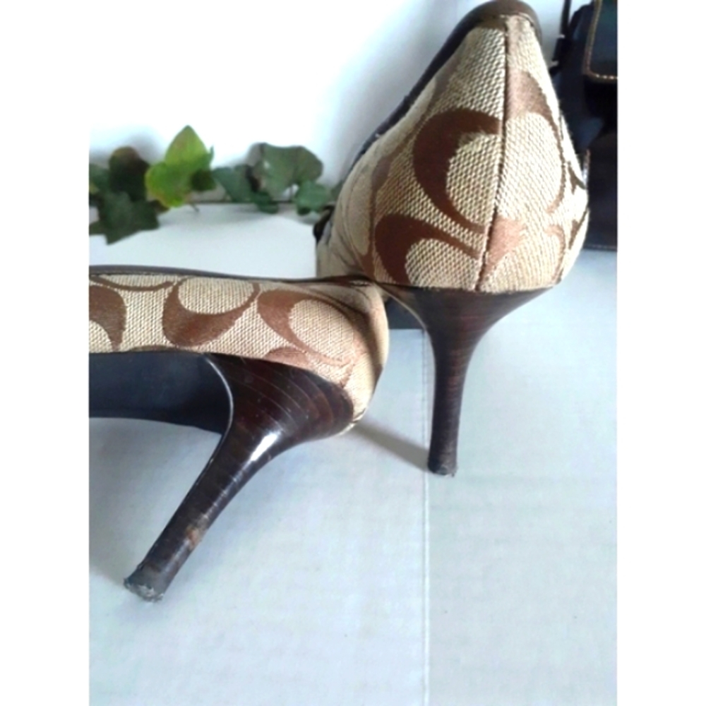 Coach Signature Coated Canvas and Leather Pump - Picture 12 of 16